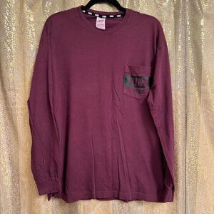 PINK Victorias Secret‎ Maroon Black Campus Long Sleeve Oversized Small